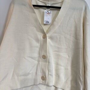 H&M Ivory V-Neck Button Front Cardigan